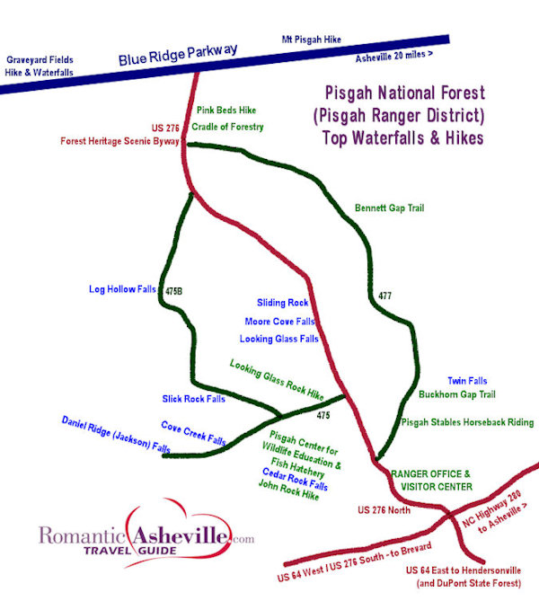 Pisgah Forest Waterfall Map