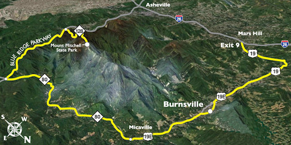 Mt Mitchell Scenic Byway Map