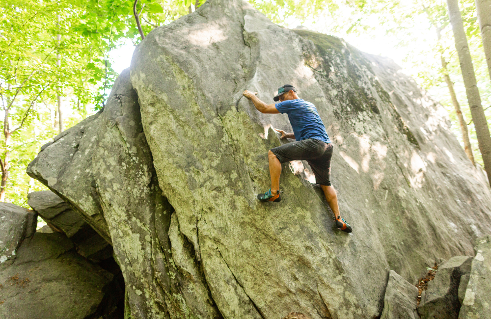 Man bouldering in Rutherford County NC