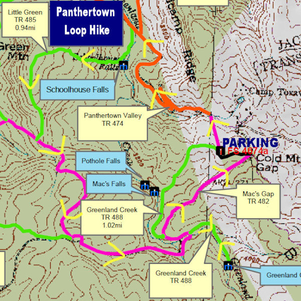 Panthertown Valley Loop Hike Map