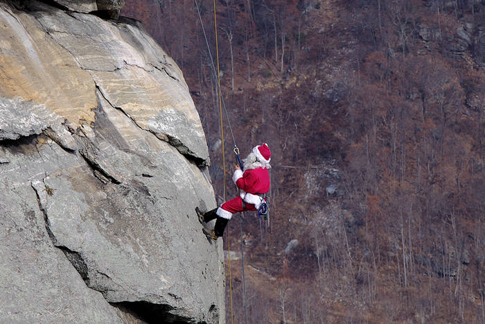 Santa on Chimney Rock