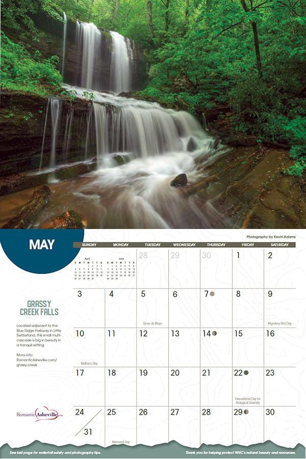North Carolina Waterfalls Calendar 2020